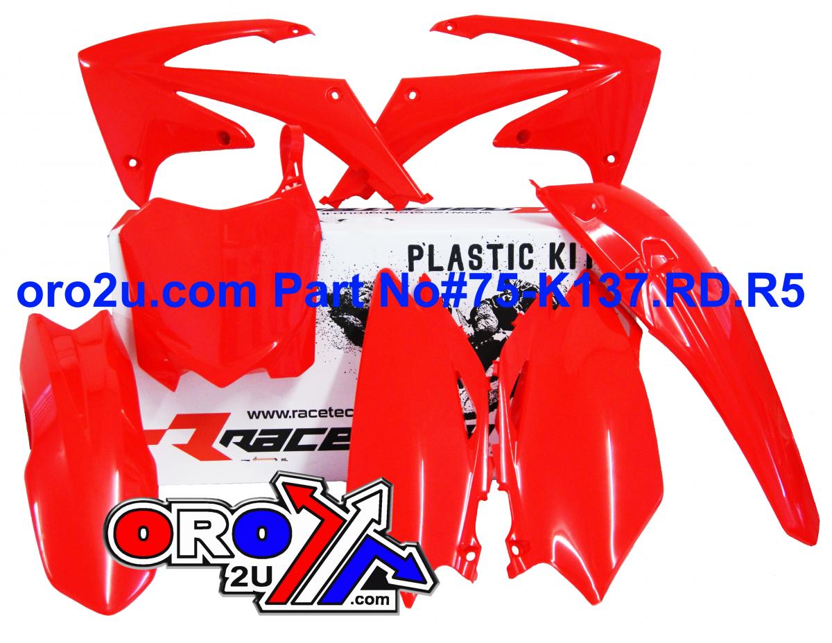 Rtech Plastics Plastic Kit/5 CRF450 09-10 Red, Rtech R-kitcrf-rs0-513