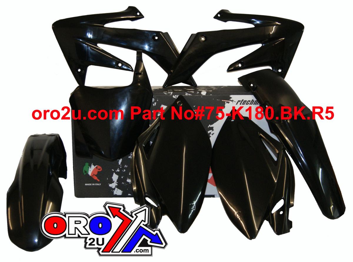 Rtech Plastics Plastic Kit 08-09 CRF250 Black, Rtech R-kitcrf-nr0-588