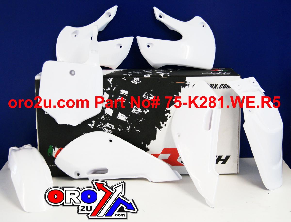 Rtech Plastics Plastic Kit/5 02-10 KLX110, White Rtech R-kitklx-bn0-511