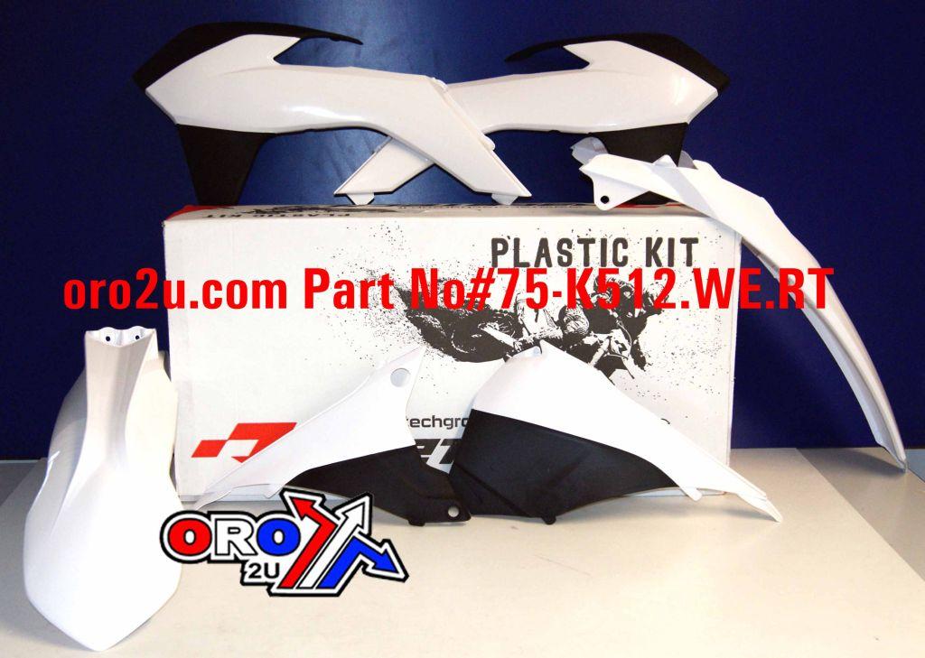 Rtech Plastics Plastic Kit KTM EXC 14-16, Rtech White R-kitKTM-bn0-415