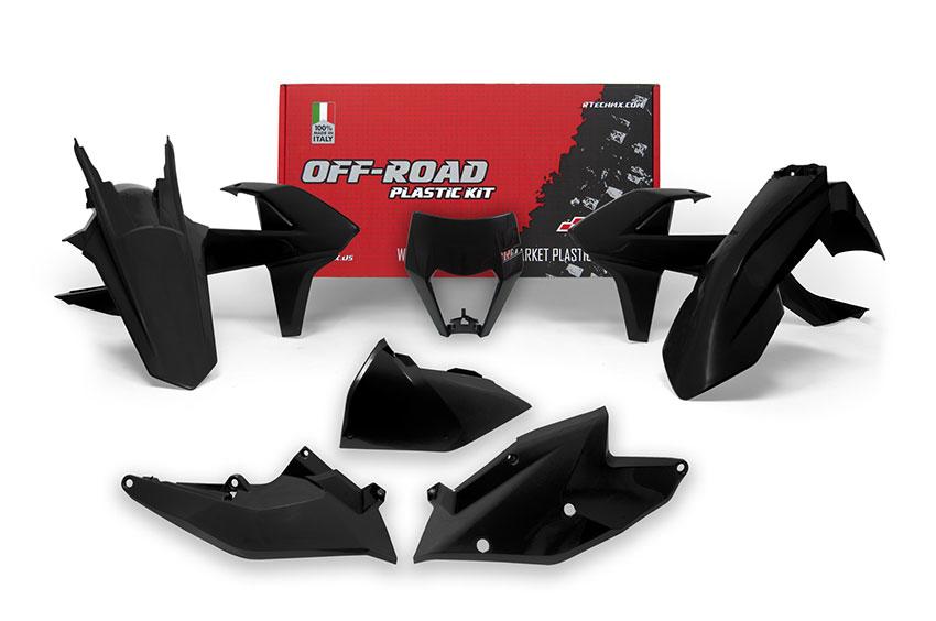 Rtech Plastics Plastic Kit/6 17-19 EXC/EXC-f, Black Enduro Kit, Rtech R-kitKTM-nr0-517