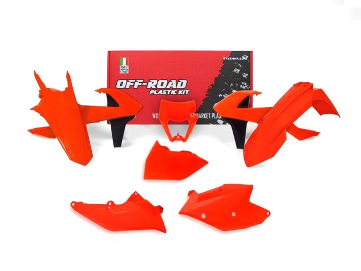 Rtech Plastics Plastic Kit/6 17-19 EXC/EXC-f, Neon Orange Enduro Kit, Rtech R-kitKTM-an0-517