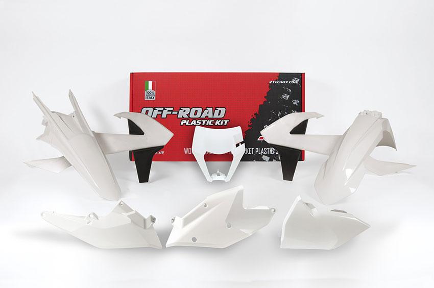 Rtech Plastics Plastic Kit/6 17-19 EXC/EXC-f, White Enduro Kit, R-kitKTM-bn0-517