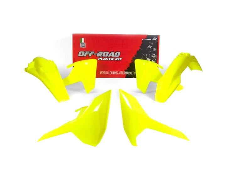 Rtech Plastics Plastic Kit 17-18 Husky TE/FE/TX, 4 Piece ,colour Neon Yellow, Rtech R-kithsq-gf0-417
