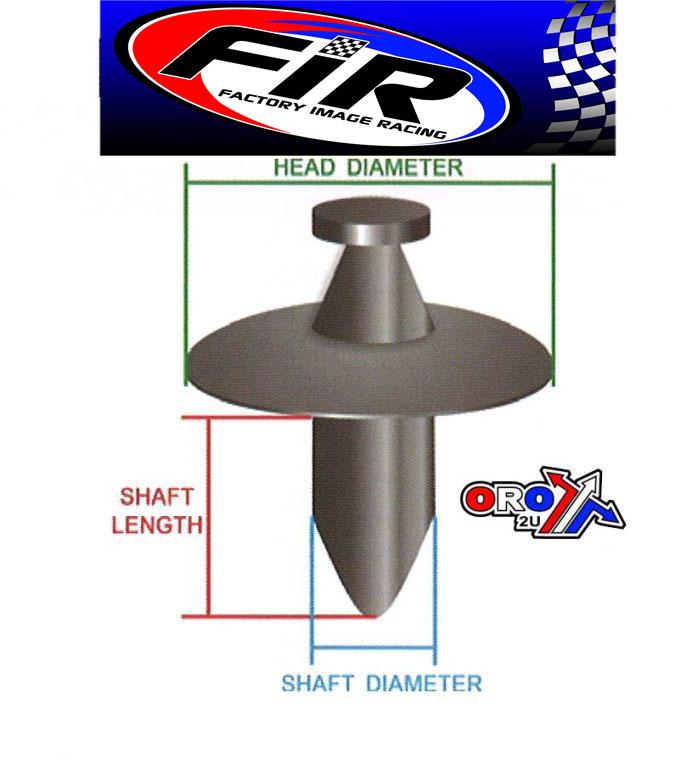 FIR PACK-10 PLASTIC CENTER PUSH FENDER CLIPS RIVETS, 8mm x 23mm x 15mm