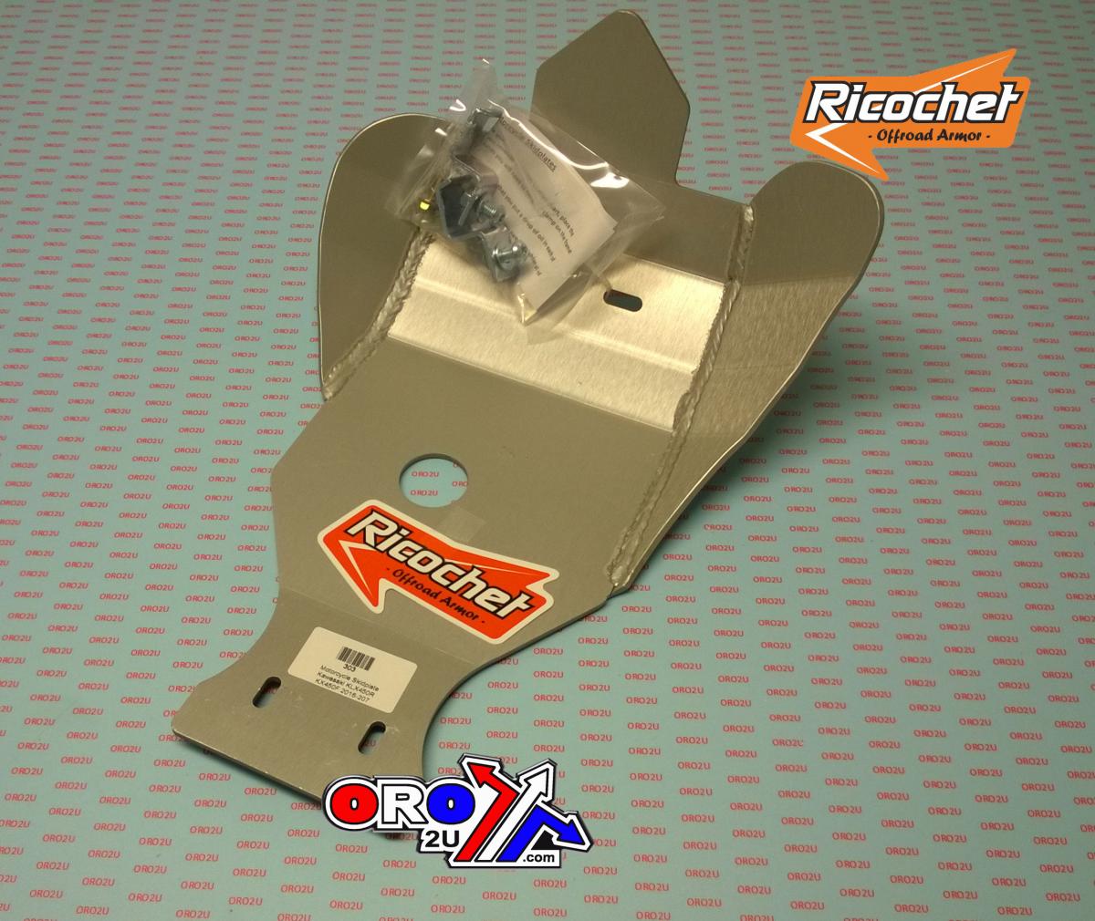 Ricochet Skid Plate Hd Aluminium Enduro 16-18 Kawasaki KX 450f 303 Ricochet