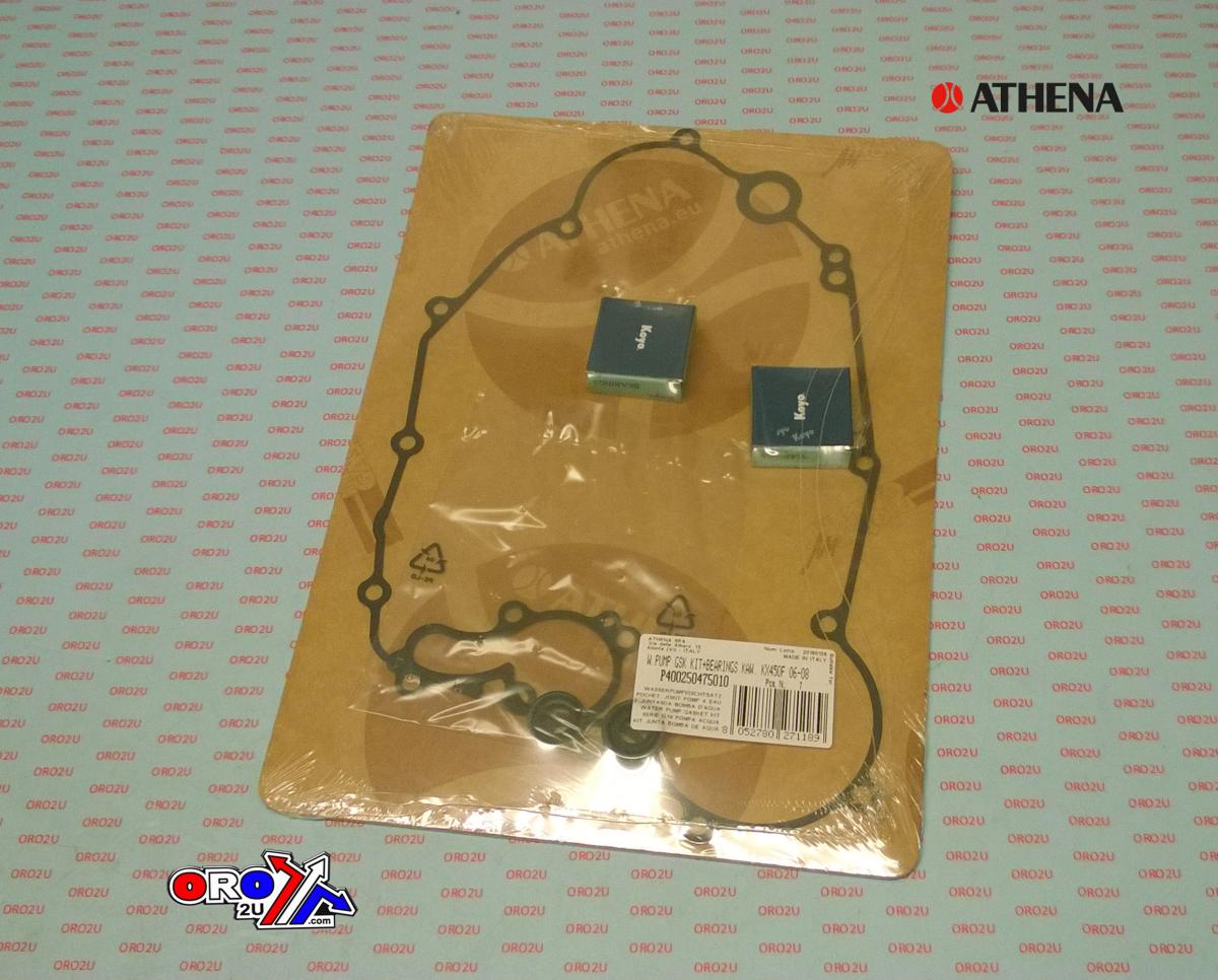 Athena Water Pump Gasket Kit KLX/KX 450 06-21, Athena P400250475010 Kawasaki with Bearings