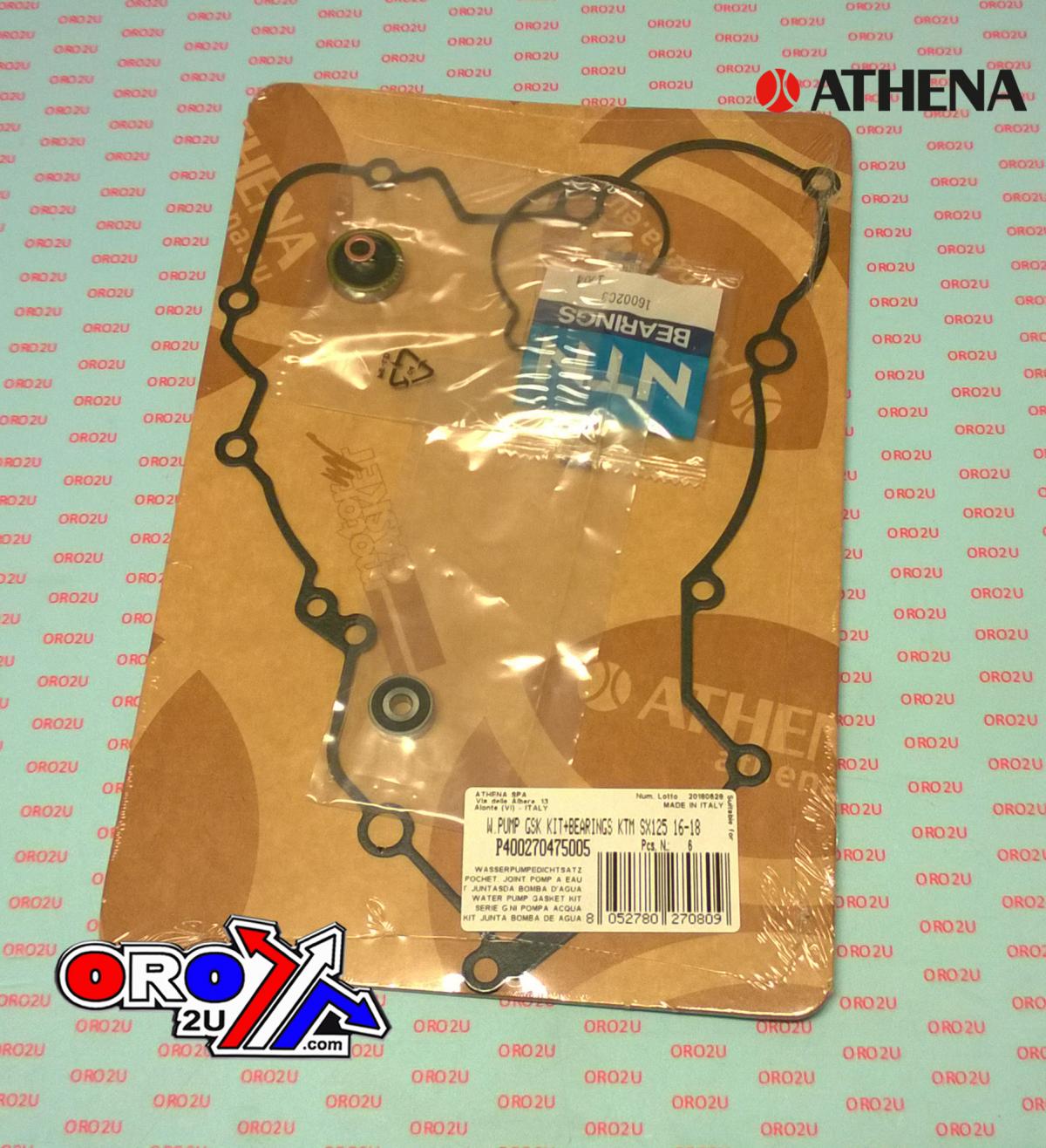 ATHENA WATER PUMP GASKET KIT SX/TC/TE/MC 125/150 16-22,  P400270475005 KTM/HUSKY/GAS WITH BEARING