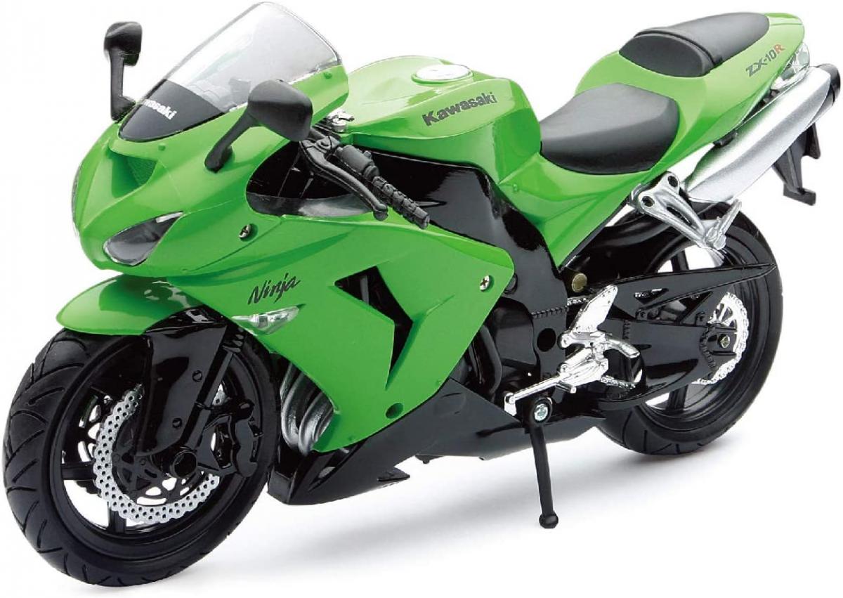 NewRay Model Die Cast Kawasaki ZX10R, 2006, Green and Black, Scale 1:12, Newray 42443, Road