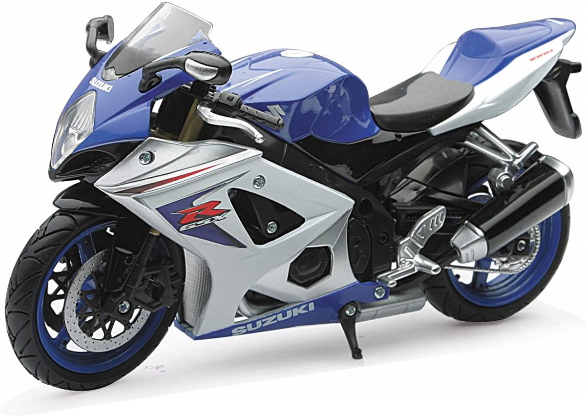 NewRay Model Die Cast Suzuki Gsx-r1000, 2008, Blue and Silver, Scale 1:12, Newray 57003, Road