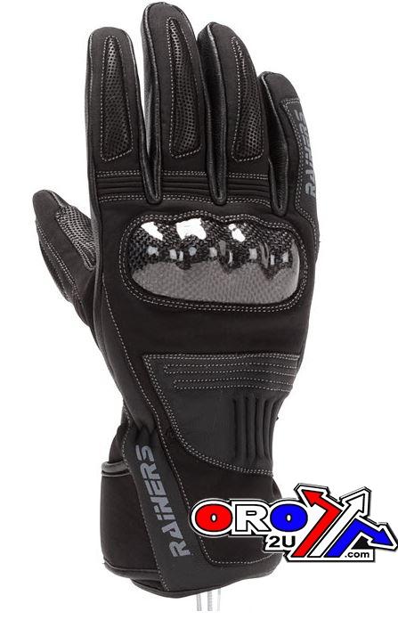 Rainers Clothing Glove Black Leather Carbon, Protector, Waterproof