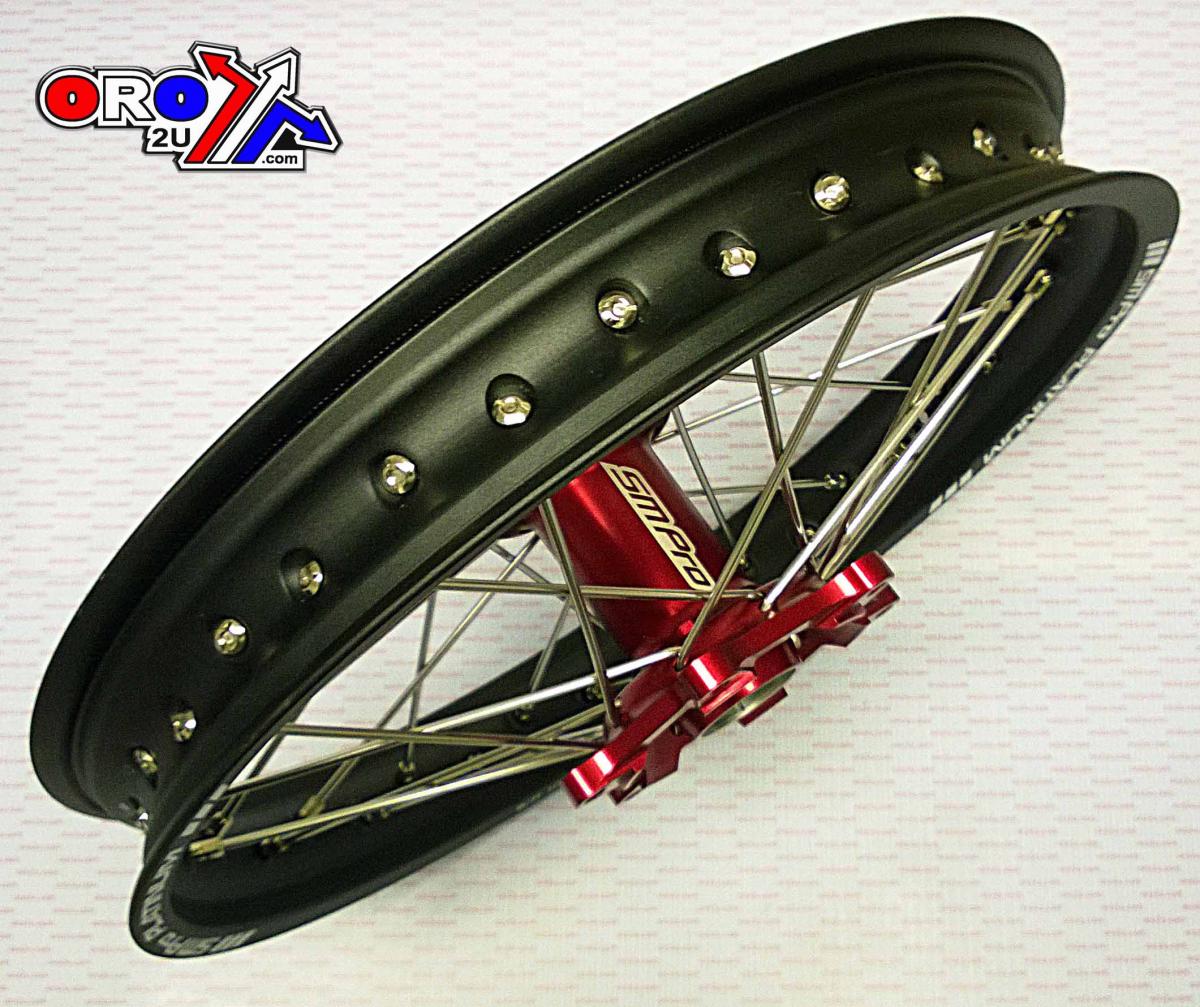 SM Pro 18x2.15 Wheel Hon Black/red, MX-9131 Rim Blk, Hub Red, Sp04703845199 Matt Rim