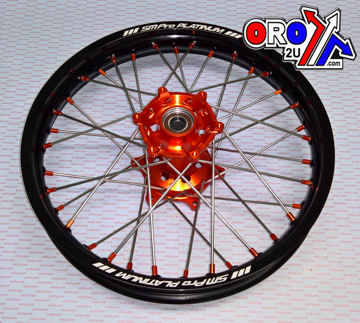 SM Pro 18x2.15 Wheel KTM Blk/org/org, MX-5032 Black Rim, Orange Hub, SP052.06.84.01.06 Orange Nipples