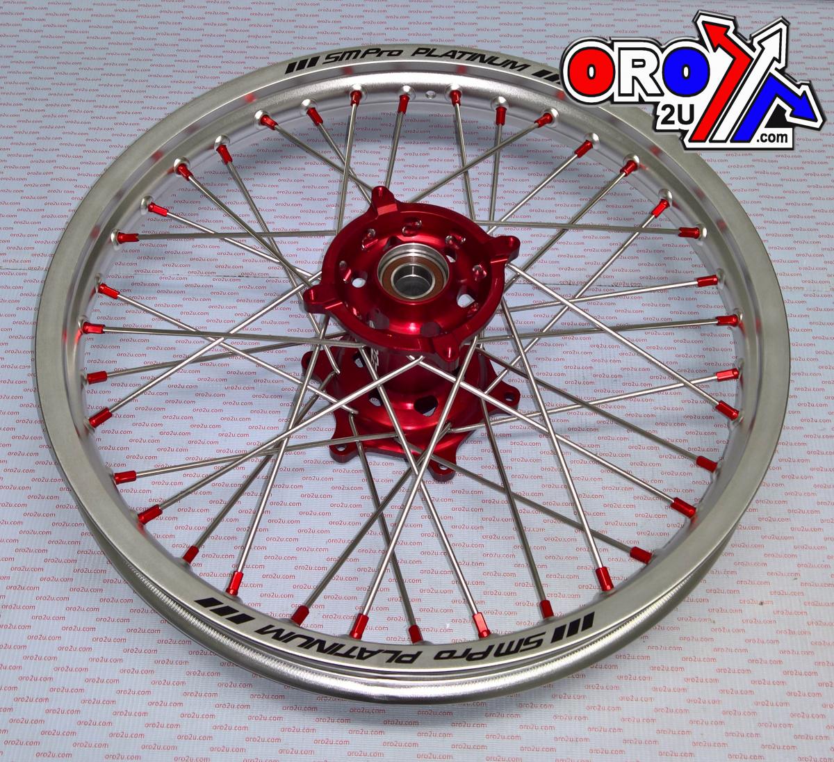 SM Pro 19x1.85 Wheel Hon Silver/red, MX-9011 Silver Rim, Red Hub, Sp01203825003 Matt Rim