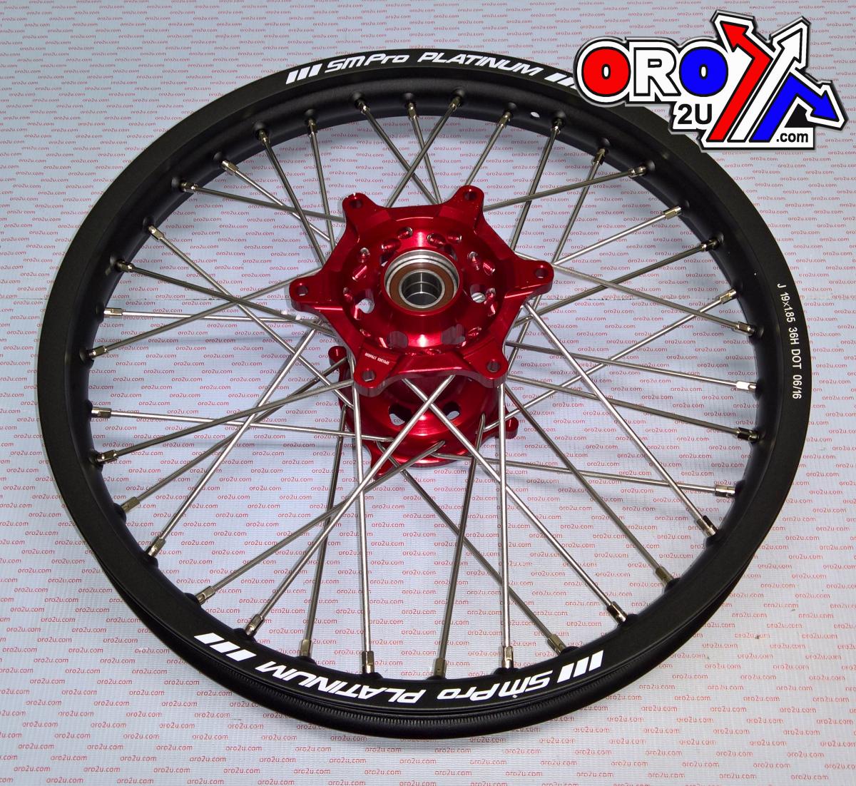 SM Pro 19x1.85 Wheel Hon Black/red Matt Finish, MX-9110 Bk Rim / Red Hub, SP047.03.82.51.99 Matt Rim