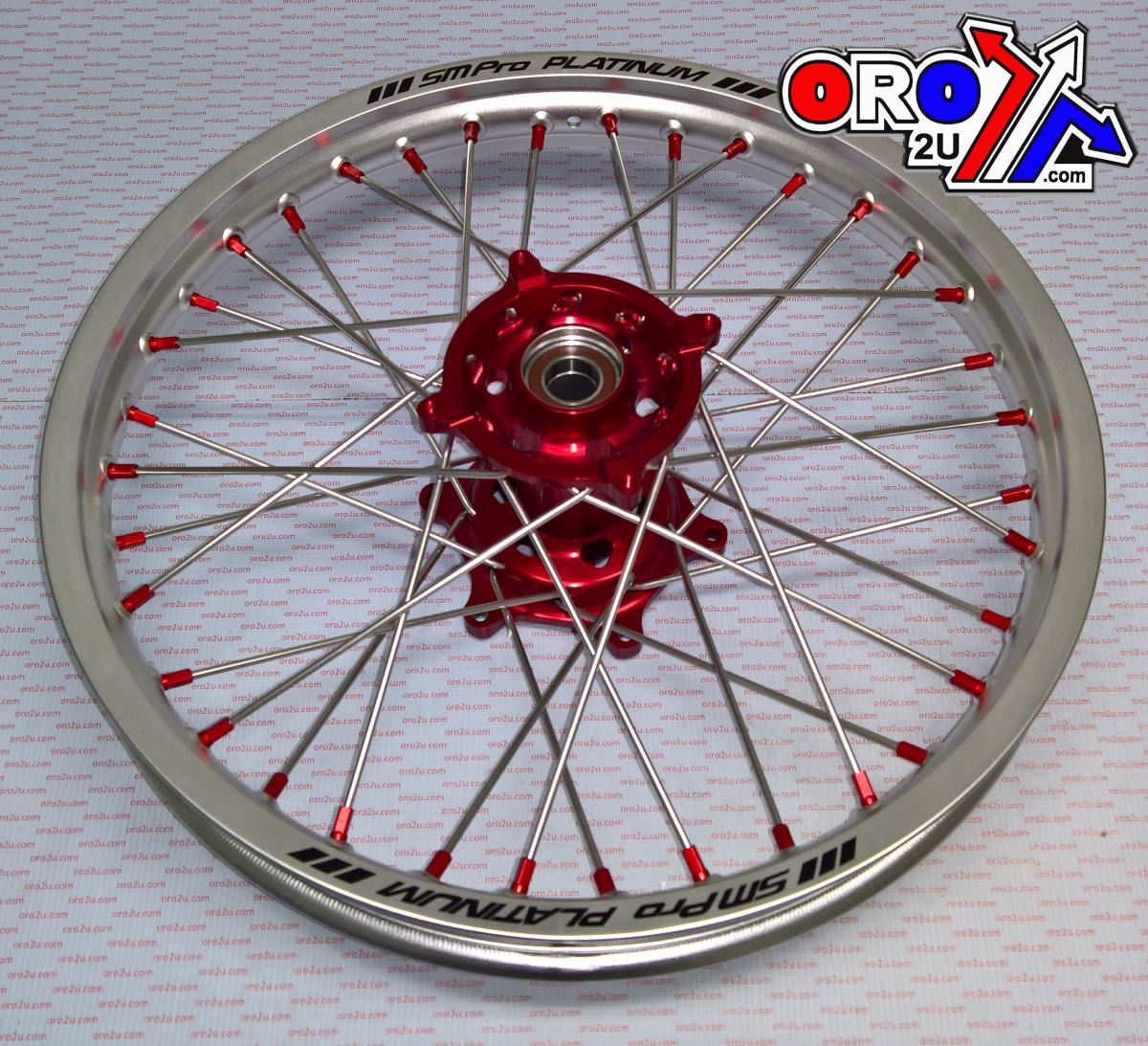 SM Pro 19x1.85 Wheel Hon Silver/red, MX-9111 Silver Rim, Red Hub, Sp04703825003 Matt Rim.