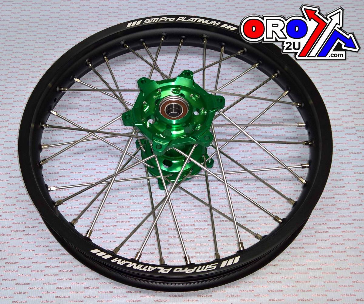 SM Pro 19x2.15 Wheel Kaw Bk/grn Race, Gloss Rim, MX-2021 Black Gloss Rim / Green Hub, SP053.05.81.01.99