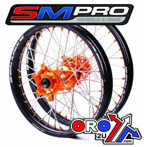 SM PRO 19x2.15 WHEEL KTM BLK/ORG/ORG, MX-5022 BLACK RIM, ORANGE HUB, SP05206810106 ORANGE NIPPLES