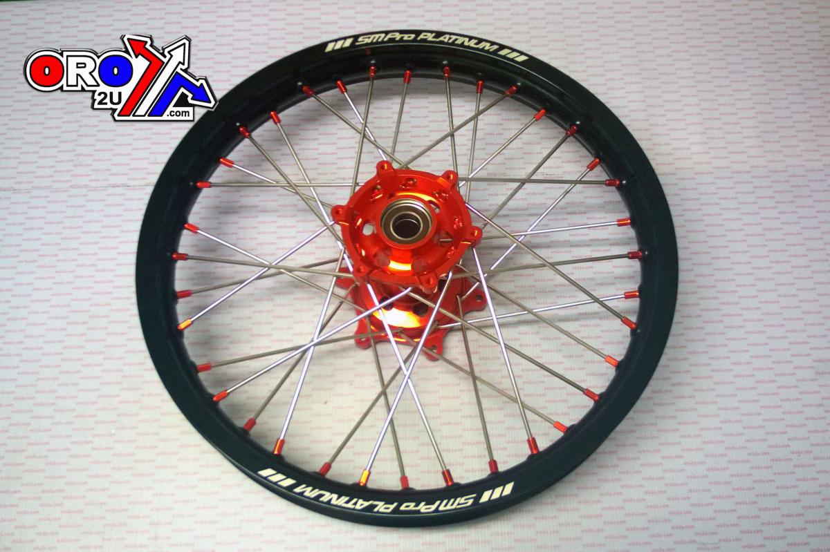 SM Pro 19x1.85 Wheel KTM Blk/org/org, MX-5012 Black Rim, Orange Hub, Sp05206820106 G/rim O/nipples