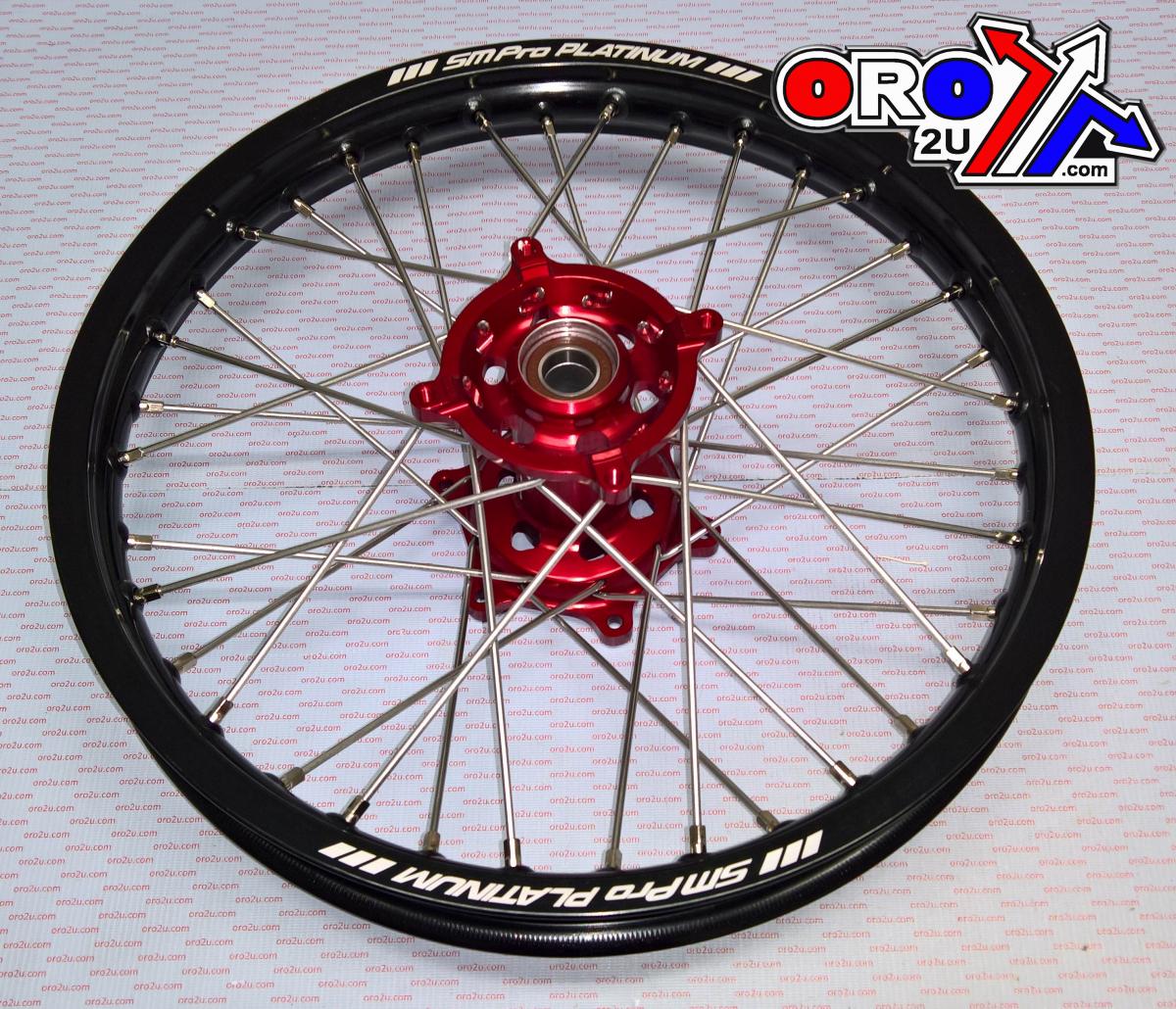 SM Pro 19x1.85 Wheel RMZ 07-23 Platinum, MX-3011 Gloss Black Rim, Gloss Red Hub, SP063.03.82.01.99 Gloss Rim