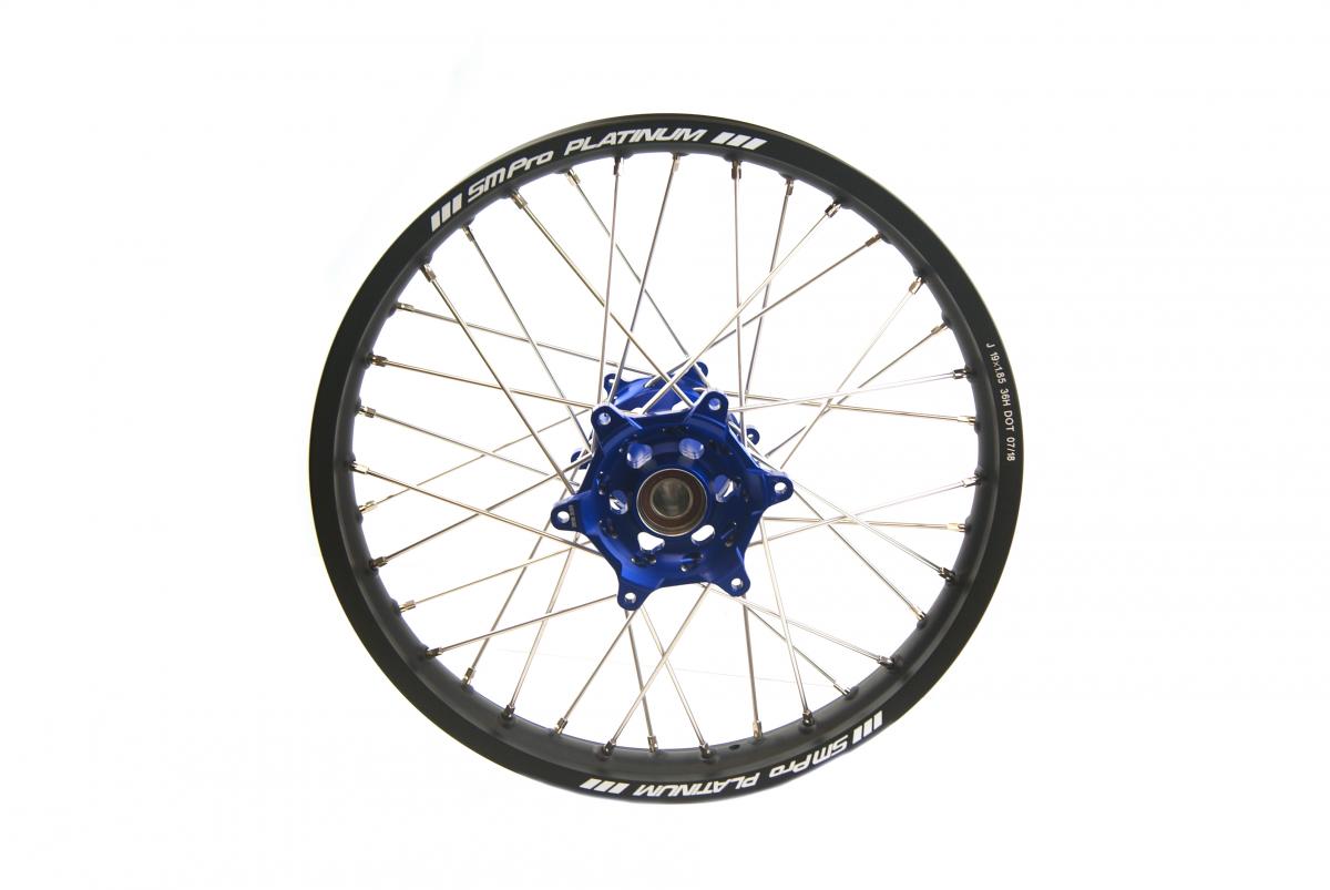 SM PRO 19x1.85 WHEEL YAM GLOSS BK/BE RACE, MX-4011 GLOSS BLACK RIM, BLUE HUB, SP074.04.82.01.99 SILVER NIPPLES