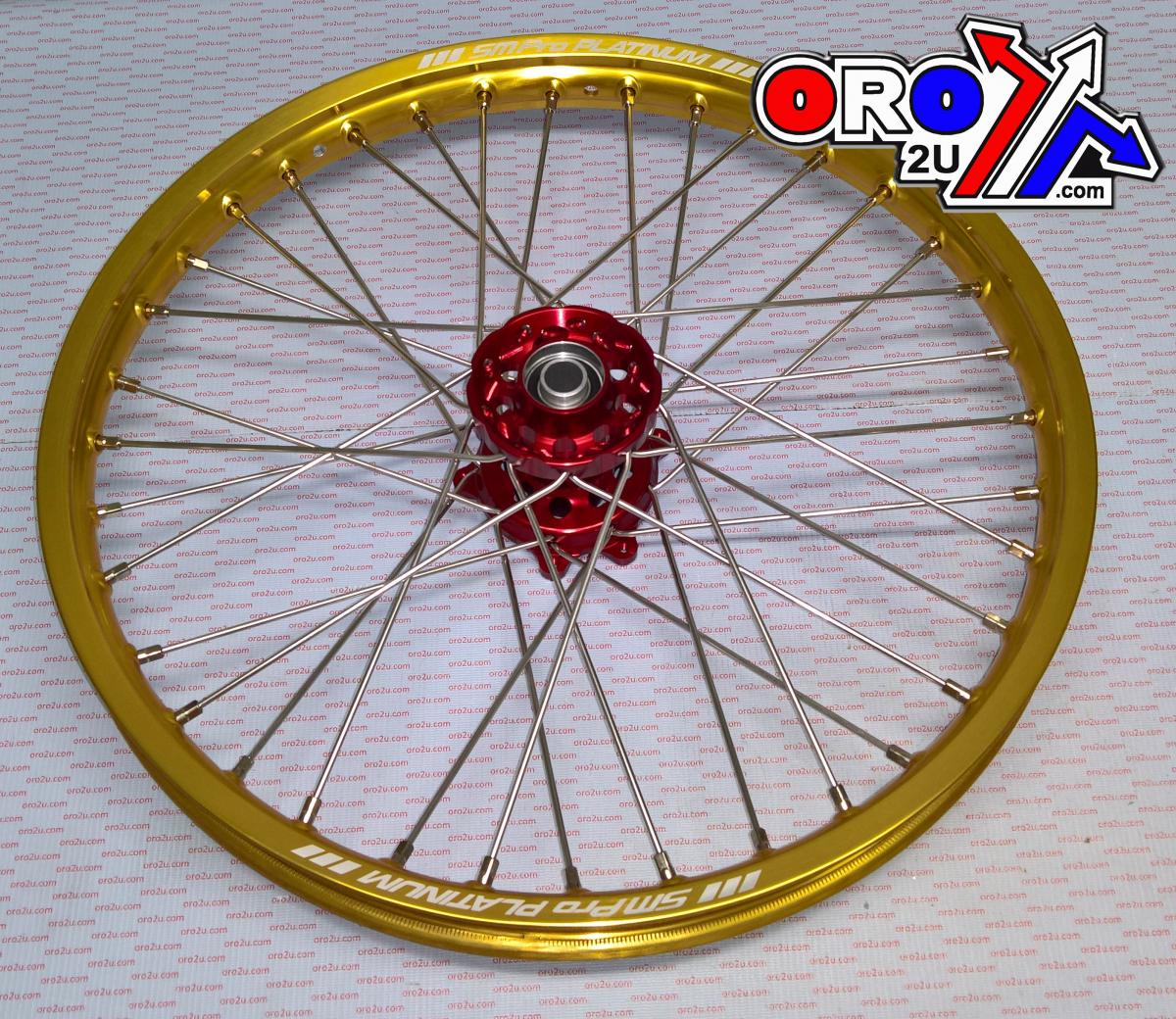 SM Pro 21x1.60 Wheel Hon Gd Gloss/red, MX-9002 Gold Rim, Red Hub, Sp15303800299 Silver Nipples