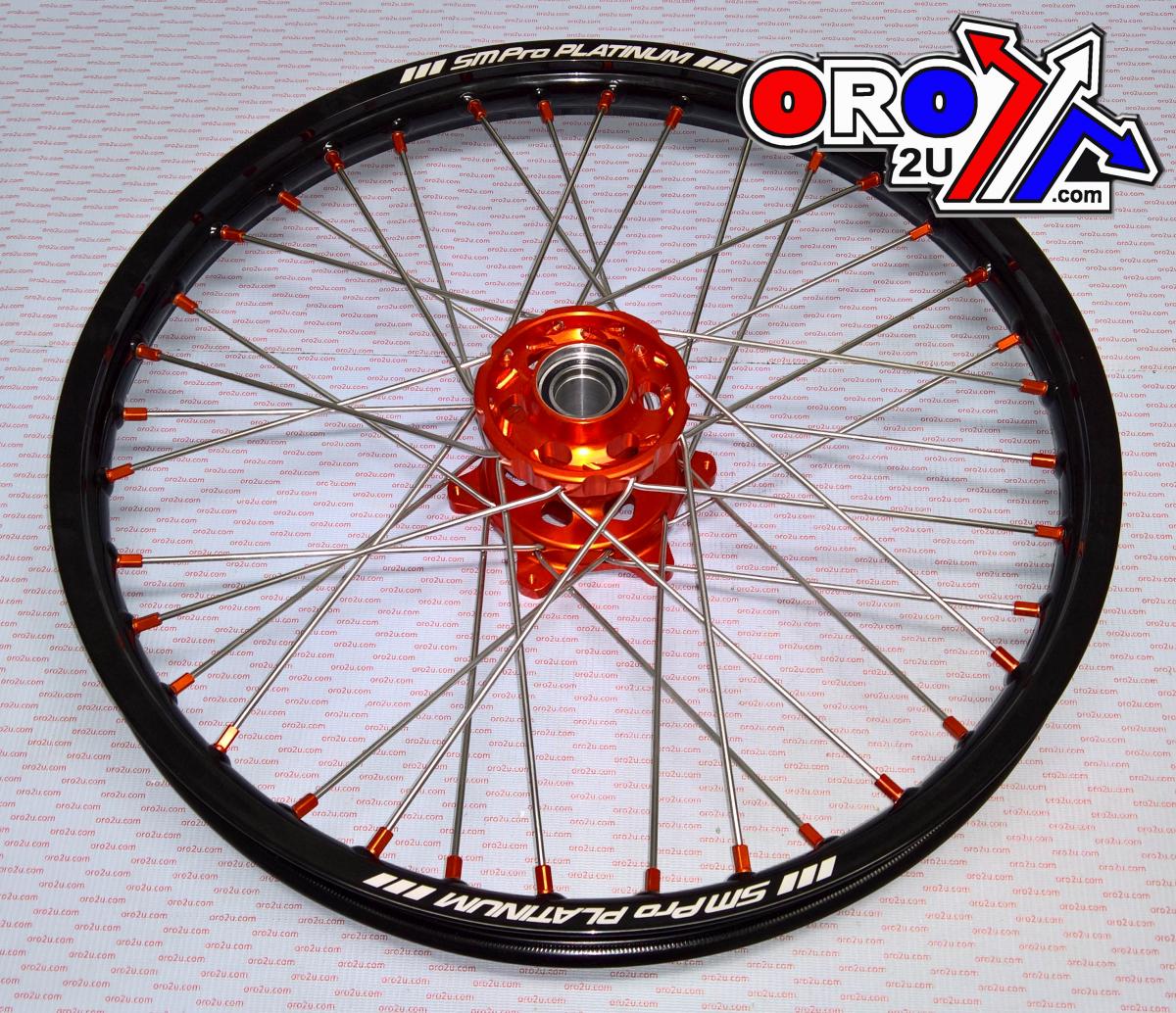 SM Pro 21x1.60 Wheel KTM Bk/orange, Gloss Black Rim, Gloss Orange Hub/gloss Orange Nipples, SP157.06.80.01.06