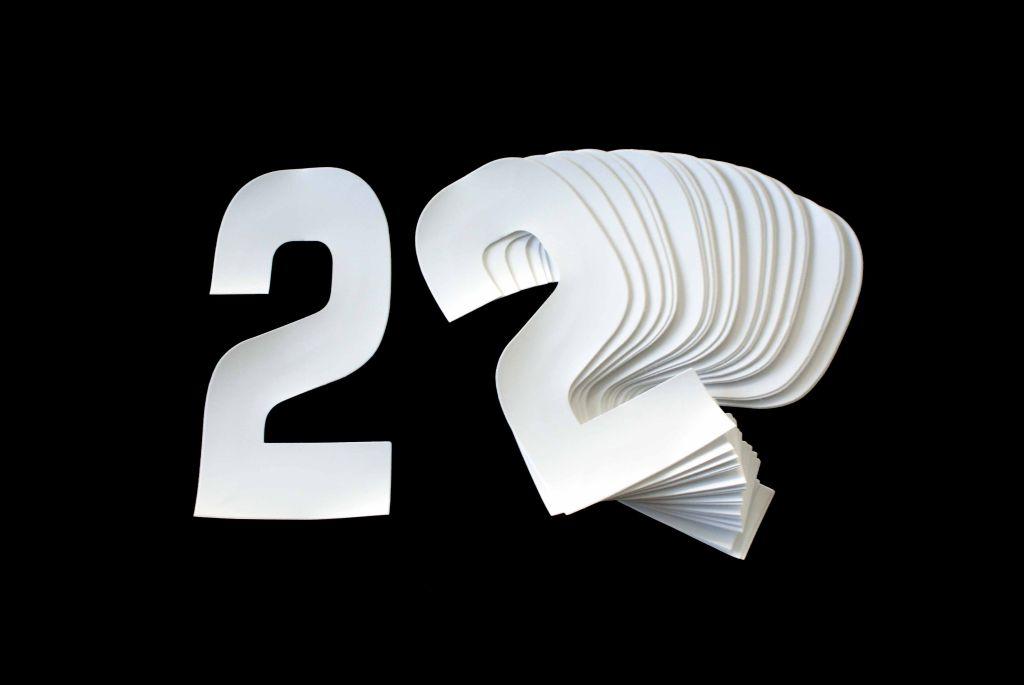 FIR Race Numbers - 2 Two - White, Pack of 25 / 15cm 6 / Vinyl Sticker