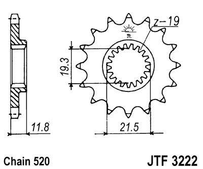 Bronco Front Sprocket 11 [jtf3222.11] 520, Polaris Bronco at-03273