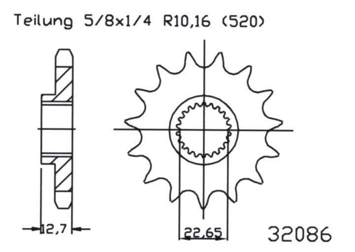 Bronco Front Sprocket 13 [jtf3222.13] 520, Oem 0221041 Bronco at-03275