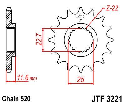 JT Front Sprocket Jtf3221.11 Jt, Polaris ATV 3221044