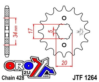 JT Front Sprocket Jtf1264.17 428 Jtf1264
