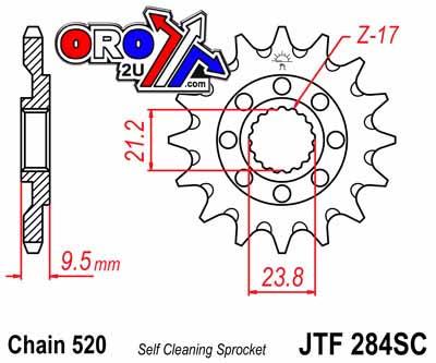 JT Front Sprocket JTF284.14sc Jt, Lightweight Self-cleaning