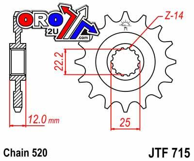 JT Front Sprocket JTF715.12 Jt SF360-12, SF715-12