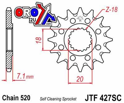 JT Front Sprocket JTF427.12sc Jt, Self-cleaning Steel Front