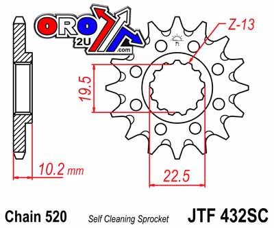 JT Front Sprocket JTF432.14sc Jt, Lightweight Self-cleaning