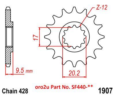 MTX Parts Front Sprocket 1907 Raptor Light & Self Cleaning 10b-kt5-14
