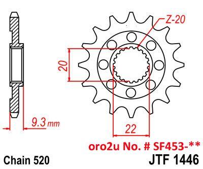 JT Front Sprocket Jtf1446.14sc Jt, Self-cleaning, Sf1446-