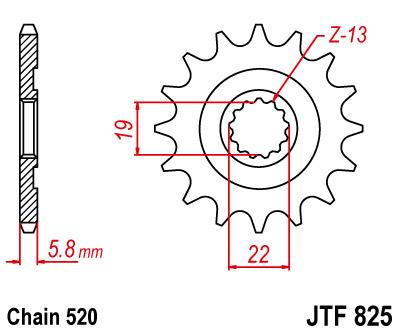JT Front Sprocket JTF825.13 Jt