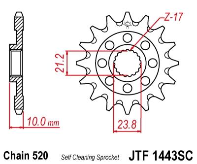JT Front Sprocket Jtf1443.14sc Jt, Self-cleaning