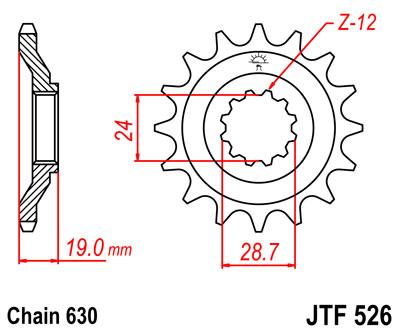 JT Front Sprocket JTF526.15 Jt, 630 Chain Conversion