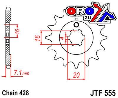 JT Front Sprocket JTF555.13 Jt, 428 Chain Conversion