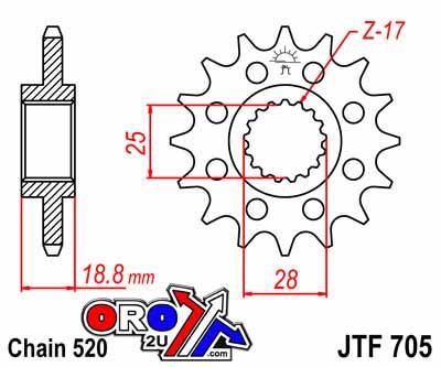 JT Front Sprocket JTF705.16 Jt, 520 Chain Conversion