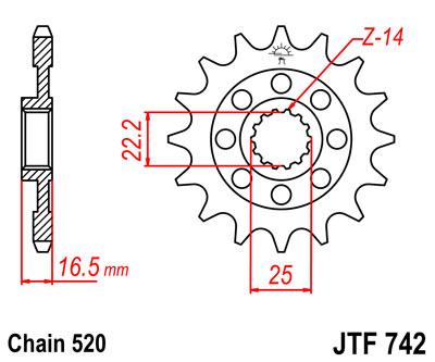 JT Front Sprocket JTF742.15 Jt, 520 Chain Conversion