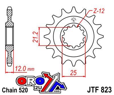 JT Front Sprocket JTF823 520 Jt. JTF823.16