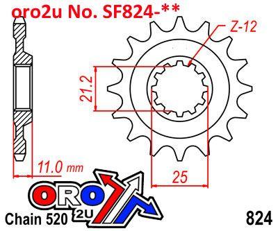 JT Front Sprocket JTF824.12 Jt