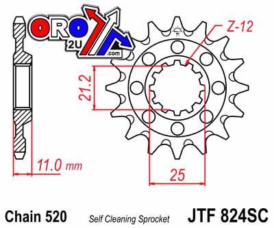 JT Front Sprocket JTF824.14sc Jt, Lightweight Self-cleaning