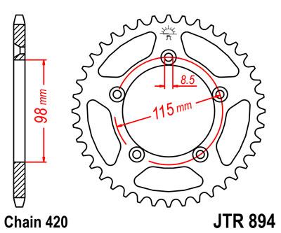 JT Rear Sprocket Steel JTR894.46