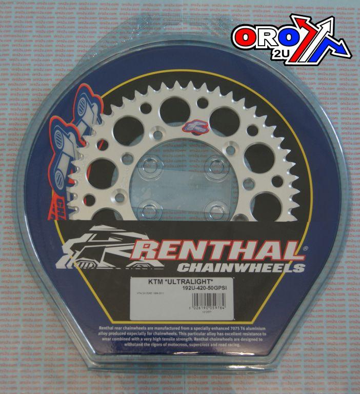Renthal Rear Sprocket Alloy Renthal, Ultralite 192u-420-50gpsi