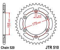 JT REAR SPROCKET JTR510.52 STEEL, Cagiva WR 125-250, HUSQVARNA, 125 WMX 1985-88 JR51052